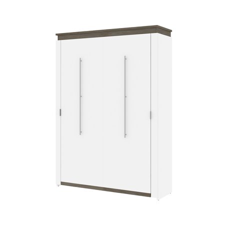 Bestar Orion 65W Queen Murphy Bed, White & Walnut Grey 116184-000017